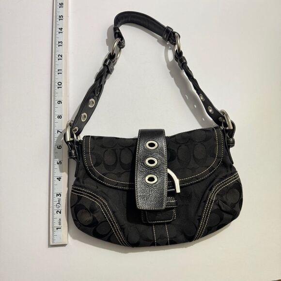 Vintage Coach 6171 Y2K Soho Bag Purse Baguette Jacquard Monogram Leather Black - Picture 8 of 13